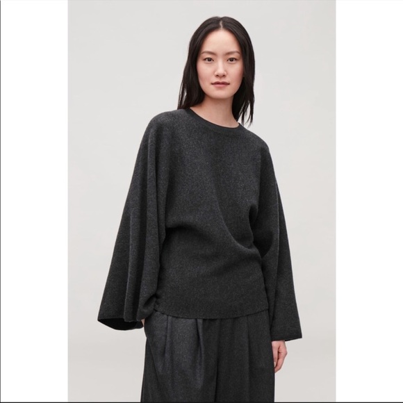 COS Dark Gray Kimono Inspired Wool Sweater - Picture 1 of 12